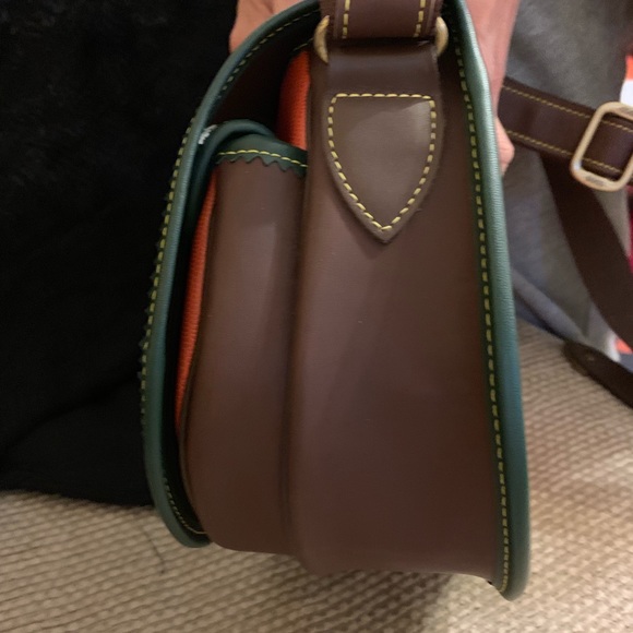 Orange and brown genuine leather saddle bag - Picture 6 of 8